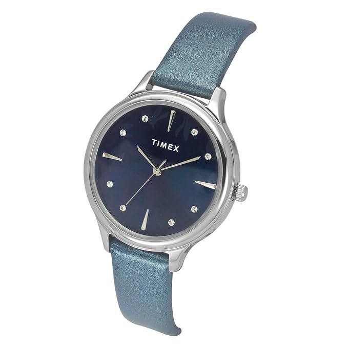 TIMEX Leather Women Blue Round Dial Analog Watch - TWTL12108 - KRISHNA WATCH COMPANY