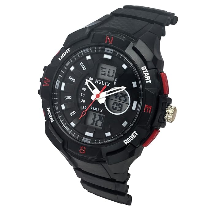 Helix Men Black Round Dial Quartz Analog-Digital Watch - TWESK4601T - KRISHNA WATCH COMPANY