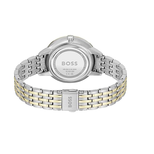 Boss Symphony Le Qtz Multifunction Black Round Dial Women's Watch|Two Tone Stainless Steel Material|Silver Color Band - 1502783 - KRISHNA WATCH COMPANY