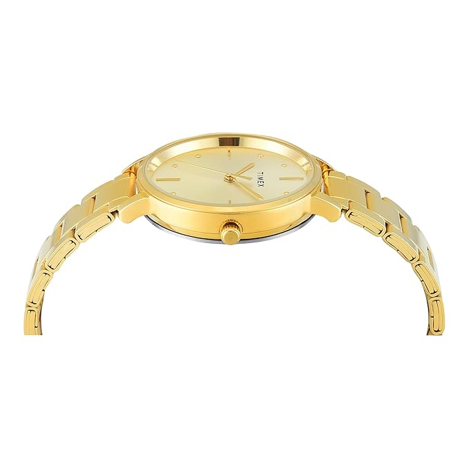 TIMEX Champagne Round Dial Analog Women's Watch - TWEL15829 - KRISHNA WATCH COMPANY