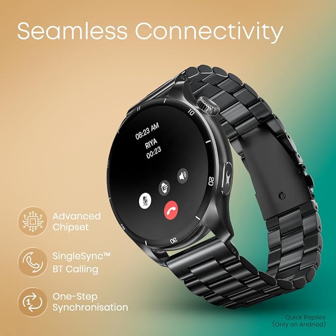 Fastrack Dezire FX1 PRO Fashion Smartwatch with 1.43" AMOLED Display with 466 * 466 Pixel Resolution|SingleSync BT Calling|AI Voice Assistant|100+ Sports Modes 38142WM01 - KRISHNA WATCH COMPANY