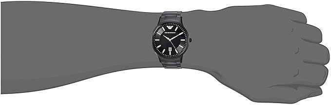 EMPORIO ARMANI Mens 43 mm Renato Black Dial Stainless Steel Analog Watch - AR11184 - KRISHNA WATCH COMPANY