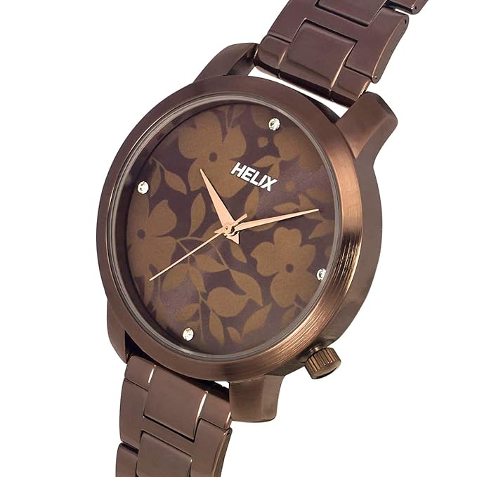 Helix By Timex Brown Round Dial Analog Stainless Steel Women Watch - TW032HL42 - KRISHNA WATCH COMPANY