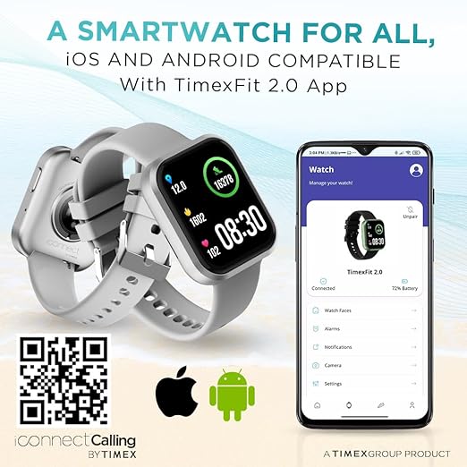 TIMEX iConnect Calling Smartwatch|1.83" TFT Display with 240x284 Pixel Resolution|Single Sync Bluetooth Calling|AI Voice Assist|100+ Sports Modes|200+ TWIXW204 - KRISHNA WATCH COMPANY