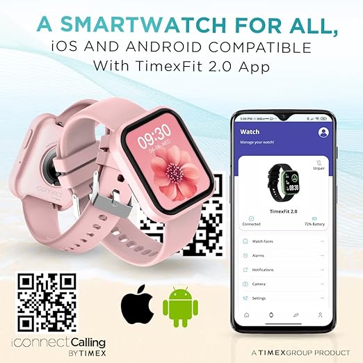 TIMEX iConnect Calling Smartwatch|1.83" TFT Display with 240x284 Pixel Resolution|Single Sync Bluetooth Calling|AI Voice Assist|100+ Sports Modes|200+ Watchfaces TWIXW200T - KRISHNA WATCH COMPANY