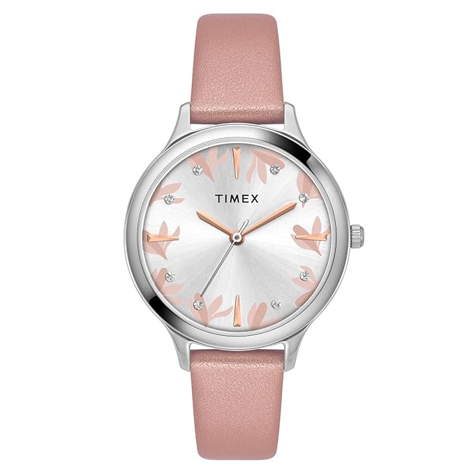 TIMEX Leather Women Silver Round Dial Analog Watch - Twtl12107 - KRISHNA WATCH COMPANY