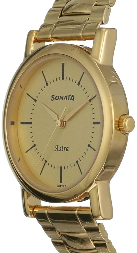 Sonata Analog Champagne Dial Men's Watch 77049YM01