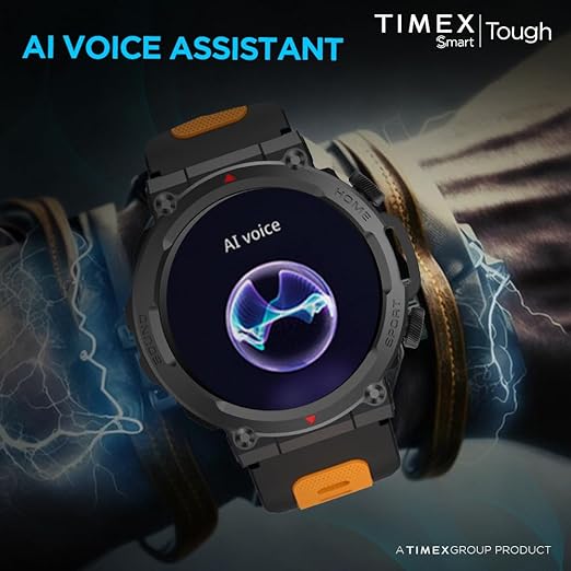 TIMEX Tough 1.43” Round AMOLED Rugged Smartwatch with 466x466 Pixel Resolution| Functional Crown|Bluetooth Calling| Metallic Body|Always On Display|AI Voice Assist|100+ Sports Modes TWTXW601T - KRISHNA WATCH COMPANY