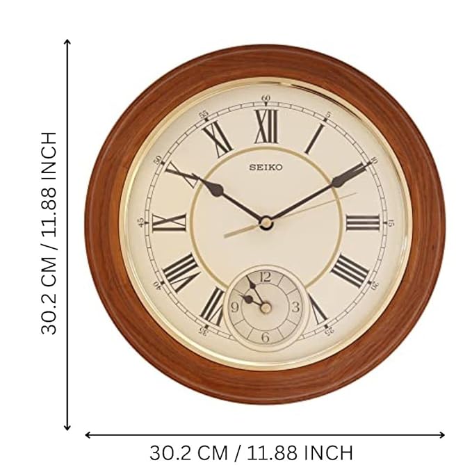 Seiko Wall Clock (30.2 cm x 30.2 cm x 4.5 cm, Brown) - QXA494B - KRISHNA WATCH COMPANY