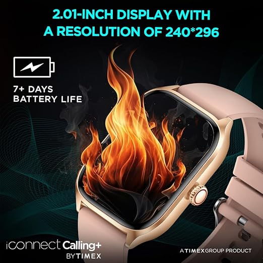 TIMEX iConnect Calling+ 2.01” TFT Display with 240x296 Pixel Resolution|Functional Crown|Bluetooth Calling|AI Voice Assist|100+ Sports Modes|100+ Watchfaces|Upto7 Days Battery(Normal Usage)-TWIXW504T - KRISHNA WATCH COMPANY