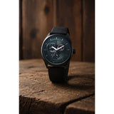 Fastrack Tick Tock Quartz Multifunction Green Dial Leather Strap Watch For Guys - 3330NL01