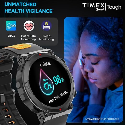 TIMEX Tough 1.43” Round AMOLED Rugged Smartwatch with 466x466 Pixel Resolution| Functional Crown|Bluetooth Calling| Metallic Body|Always On Display|AI Voice Assist|100+ Sports Modes TWTXW601T - KRISHNA WATCH COMPANY