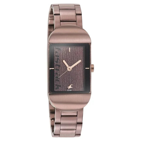 Fastrack Go Skate Quartz Analog Brown Dial Stainless Steel Strap Watch for Girls ns6201km02 / 6201km02 - KRISHNA WATCH COMPANY