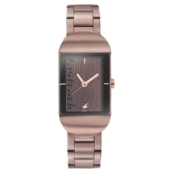 Fastrack Go Skate Quartz Analog Brown Dial Stainless Steel Strap Watch for Girls ns6201km02 / 6201km02 - KRISHNA WATCH COMPANY