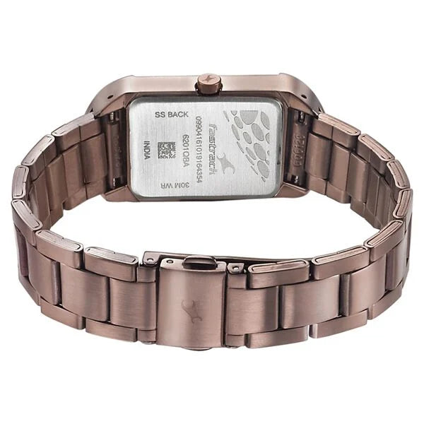 Fastrack Go Skate Quartz Analog Brown Dial Stainless Steel Strap Watch for Girls ns6201km02 / 6201km02 - KRISHNA WATCH COMPANY