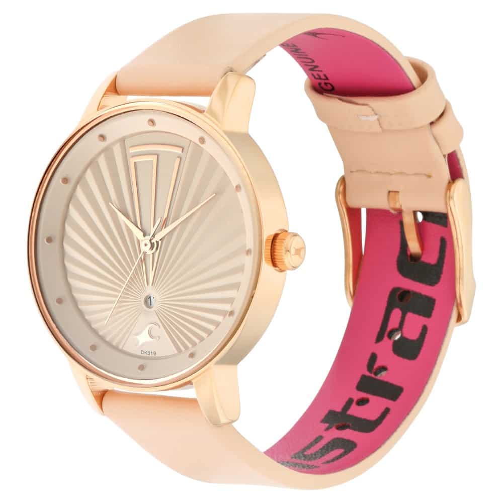 FASTRACK - RUFFLES BEIGE DIAL LEATHER STRAP WATCH - 6206WL01 - KRISHNA WATCH COMPANY
