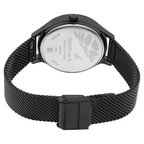 Fastrack Ruffles Quartz Analog with Day and Date Black Dial Stainless Steel Strap Watch for Girls ns6207nm01 / 6207nm01 - KRISHNA WATCH COMPANY