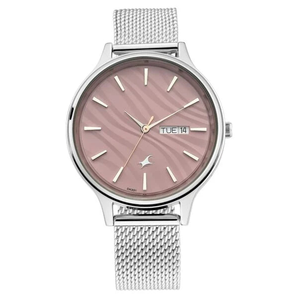Fastrack Ruffles Quartz Analog with Day and Date Pink Dial Watch for Girls - 6207SM01 - KRISHNA WATCH COMPANY