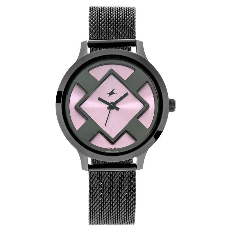 Fastrack Fit Outs Quartz Analog Pink Dial Metal Strap Watch for Girls NR6210NM02
