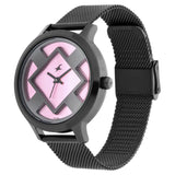 Fastrack Fit Outs Quartz Analog Pink Dial Metal Strap Watch for Girls NR6210NM02
