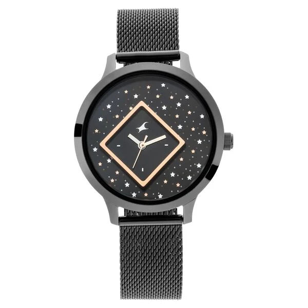 Fastrack Fit Outs Quartz Analog Black Dial Metal Strap Watch for Girls ns6210nm03 / 6210nm03 - KRISHNA WATCH COMPANY
