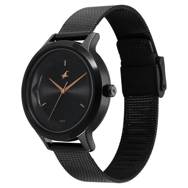 Fastrack Fleek Quartz Analog Black Dial Stainless Steel Strap Watch For Girls 6210nm04 - KRISHNA WATCH COMPANY