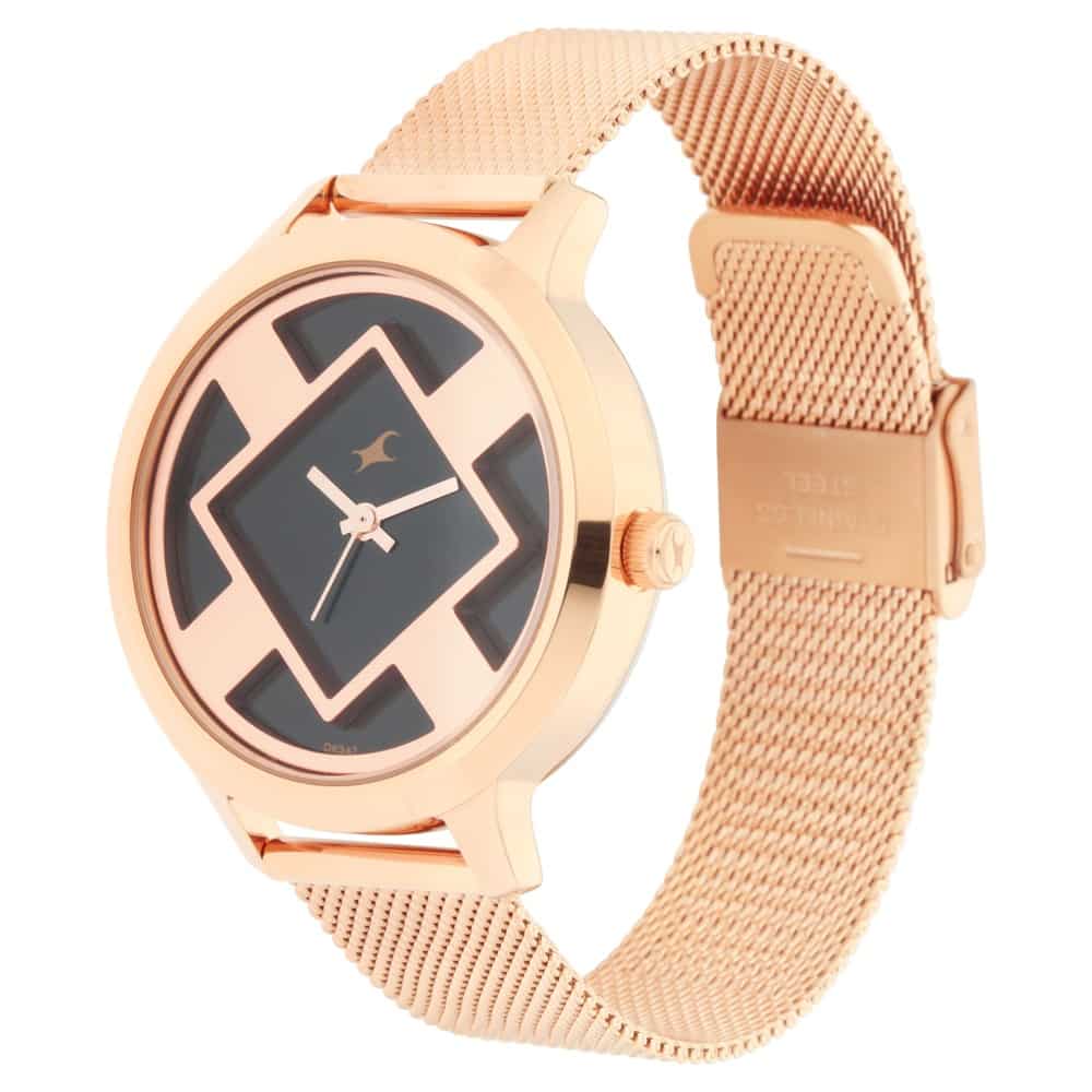 FASTRACK - FIT OUTS BLACK DIAL WITH MESH METAL STRAP 6210WM01 - KRISHNA WATCH COMPANY