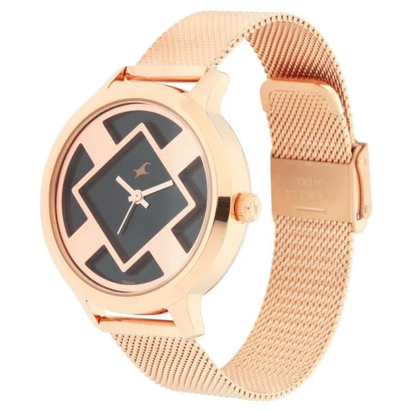 Fastrack Fit Outs Quartz Analog Black Dial Metal Strap Watch for Girls NR6210WM01 - KRISHNA WATCH COMPANY