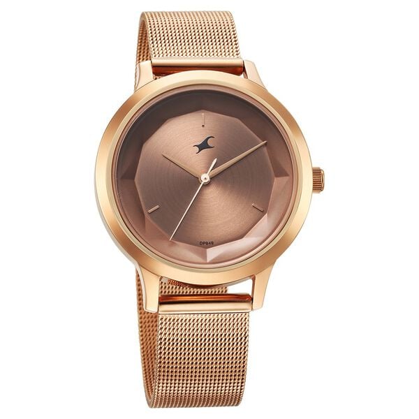 Fastrack Fleek Quartz Analog Rose Gold Dial Stainless Steel Strap Watch For Girls 6210wm04 - KRISHNA WATCH COMPANY