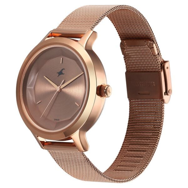 Fastrack Fleek Quartz Analog Rose Gold Dial Stainless Steel Strap Watch For Girls 6210wm04 - KRISHNA WATCH COMPANY