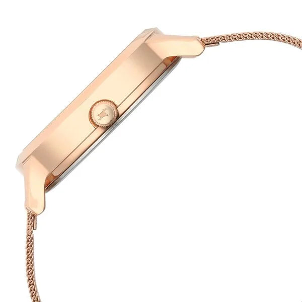 Fastrack Fleek Quartz Analog Rose Gold Dial Stainless Steel Strap Watch For Girls 6210wm04 - KRISHNA WATCH COMPANY
