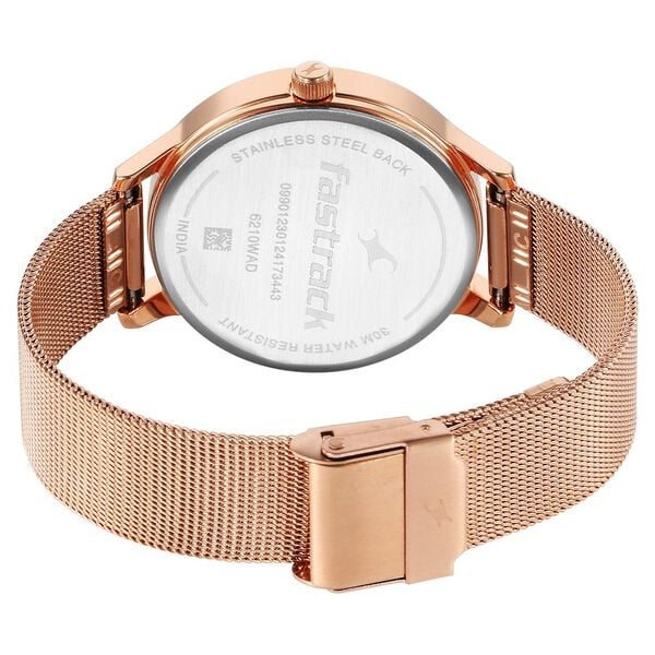 Fastrack Fleek Quartz Analog Rose Gold Dial Stainless Steel Strap Watch For Girls 6210wm04 - KRISHNA WATCH COMPANY