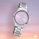 Fastrack Tripster Quartz Analog Purple Dial Stainless Steel Strap Watch for Girls - NU6219SM02