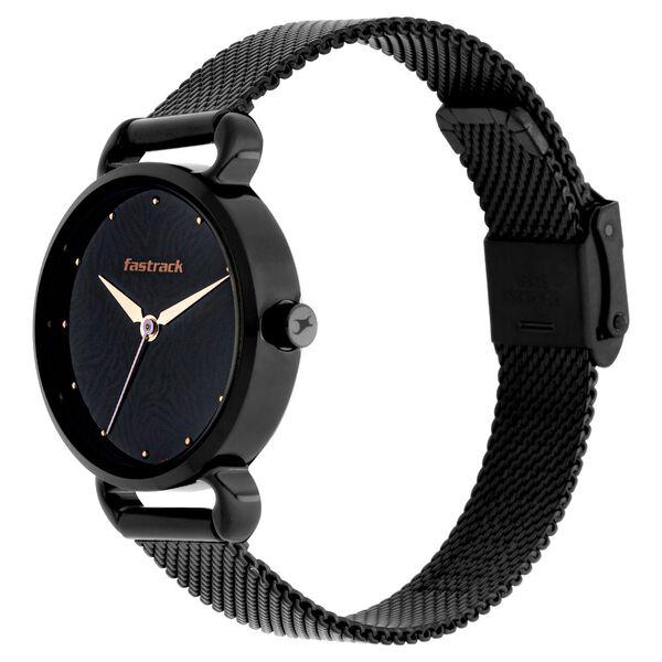 Fastrack Animal Print Quartz Analog Black Dial Stainless Steel Strap Watch for Girls NS6221NM02 - KRISHNA WATCH COMPANY