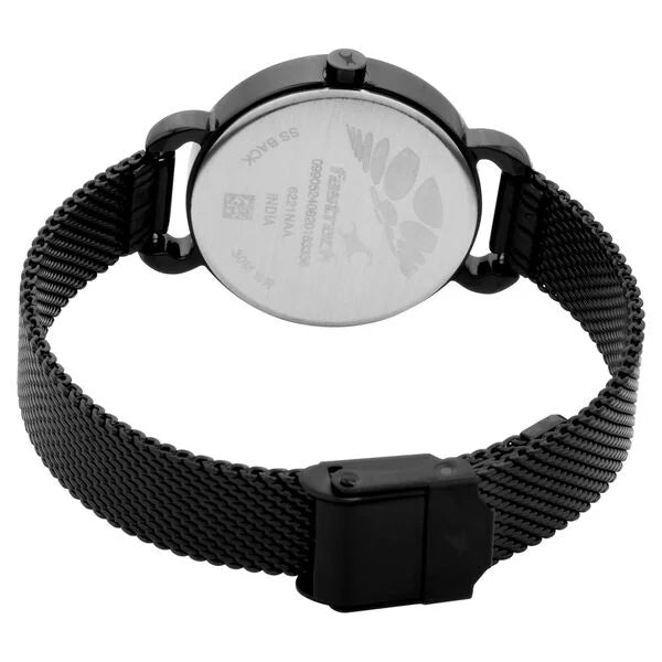 Fastrack Animal Print Quartz Analog Black Dial Stainless Steel Strap Watch for Girls nr6221nm02 / 6221nm02 - KRISHNA WATCH COMPANY