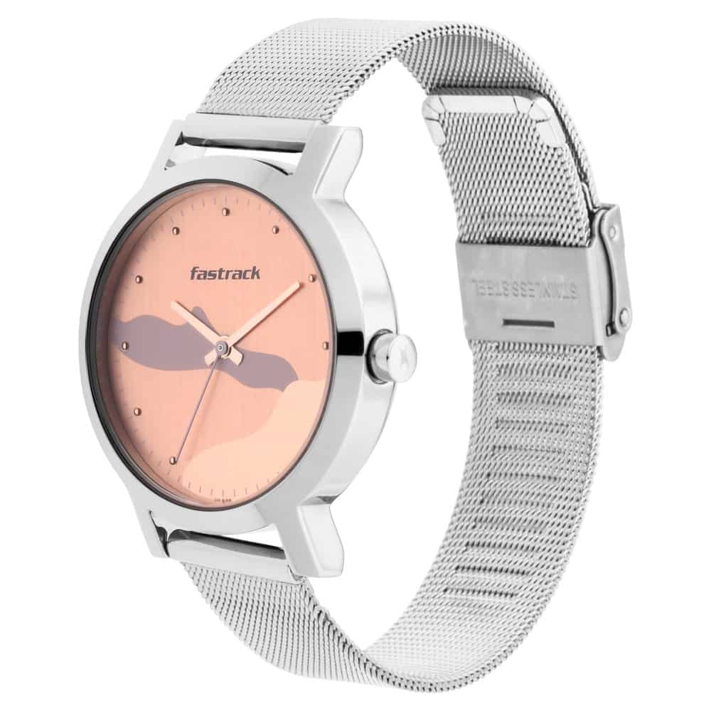 ROSE GOLD DIAL STAINLESS STEEL STRAP WATCH 6222SM01 - KRISHNA WATCH COMPANY