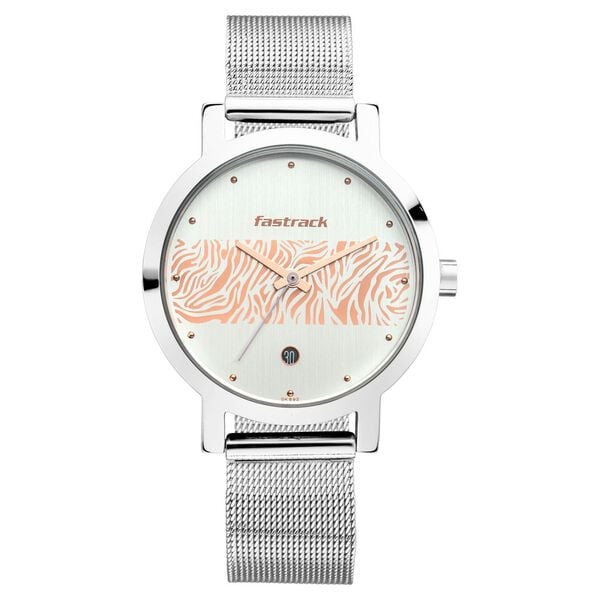 Fastrack Animal Print Stainless Steel Strap Watch for Girls - 6222SM03 - KRISHNA WATCH COMPANY