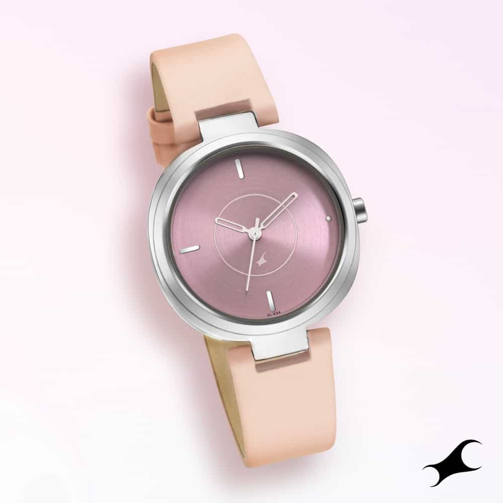 FASTRACK STUNNER IN PINK DIAL & LEATHER STRAP - 6247SL01 - KRISHNA WATCH COMPANY