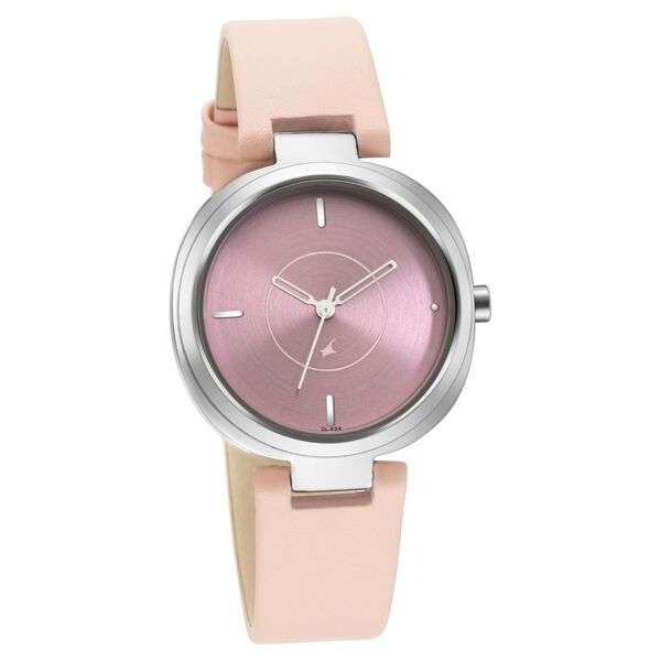 Fastrack Stunners Quartz Analog Pink Dial Leather Strap Watch for Girls NS6247SL01 - KRISHNA WATCH COMPANY