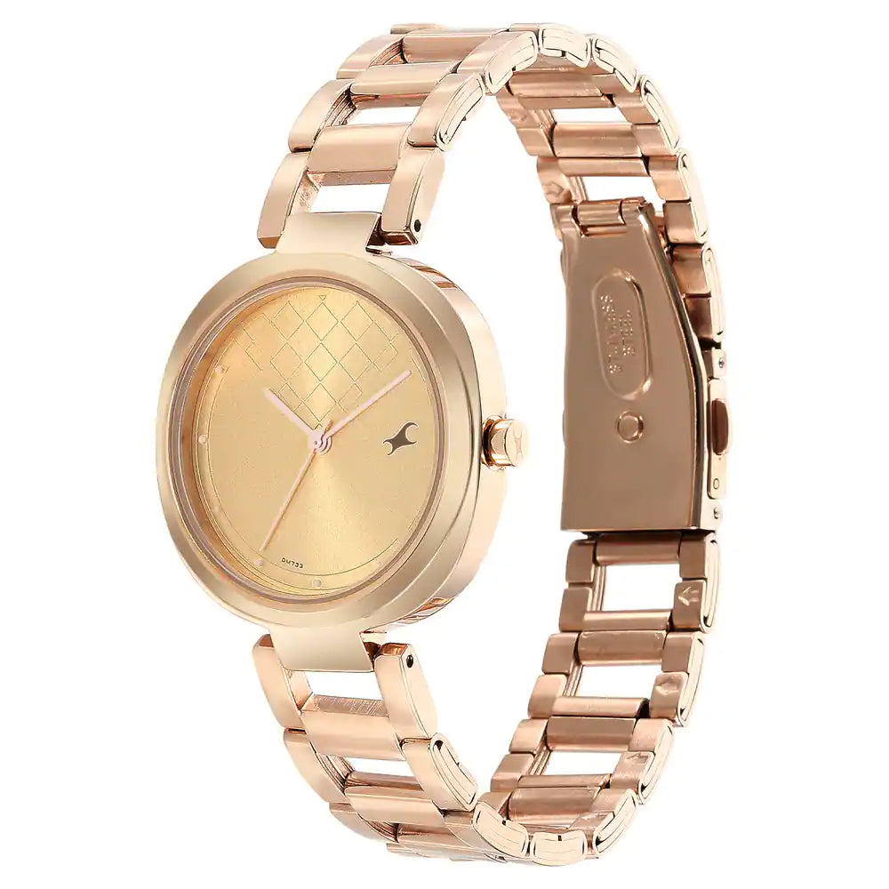 STUNNERS GOLDEN DIAL STAINLESS STEEL STRAP WATCH - 6247WM01 - KRISHNA WATCH COMPANY