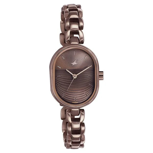 Fastrack Style Up Brown Dial Metal Strap Watch for Girls 6258QM02 - KRISHNA WATCH COMPANY