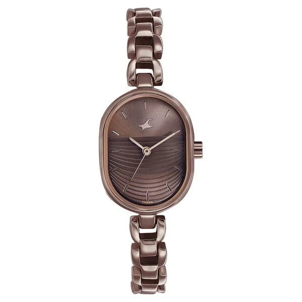 Fastrack Style Up Brown Dial Metal Strap Watch for Girls 6258QM02 - KRISHNA WATCH COMPANY
