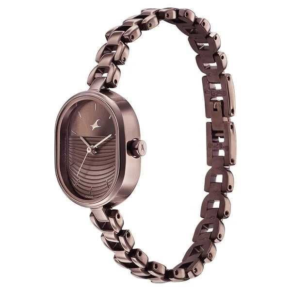 Fastrack Style Up Brown Dial Metal Strap Watch for Girls 6258QM02 - KRISHNA WATCH COMPANY