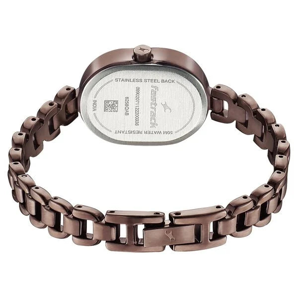 Fastrack Style Up Brown Dial Metal Strap Watch for Girls 6258QM02 - KRISHNA WATCH COMPANY