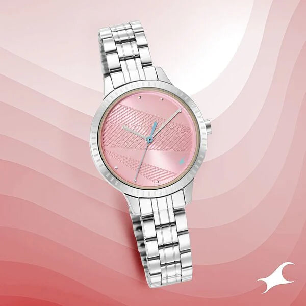 Fastrack Stunners Quartz Analog Pink Dial Metal Strap Watch for Girls ns6267sm02 / 6267sm02 - KRISHNA WATCH COMPANY