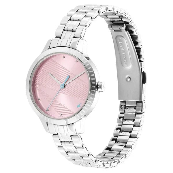 Fastrack Stunners Quartz Analog Pink Dial Metal Strap Watch for Girls ns6267sm02 / 6267sm02 - KRISHNA WATCH COMPANY