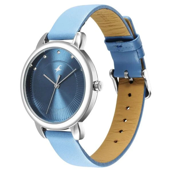 Fastrack Stunners Quartz Analog Blue Dial Leather Strap Watch for Girls - 6282SL01