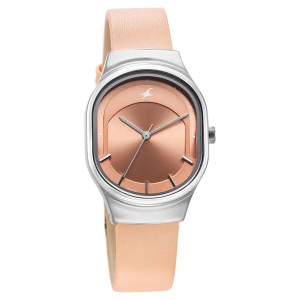 Fastrack Snob X Pink Dial Leather Strap Watch for Girls ns6283sl02 / 6283sl02 - KRISHNA WATCH COMPANY
