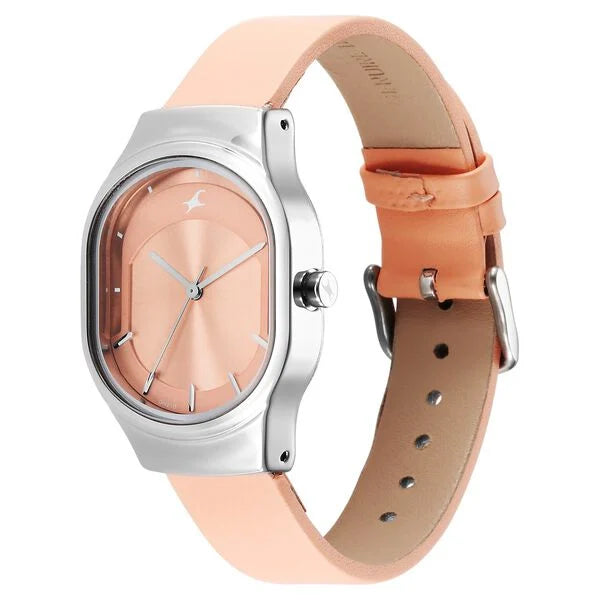 Fastrack Snob X Pink Dial Leather Strap Watch for Girls ns6283sl02 / 6283sl02 - KRISHNA WATCH COMPANY