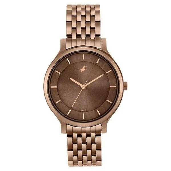 Fastrack Crush Quartz Analog Brown Dial Stainless Steel Strap Watch for Girls NT6292qm01 - KRISHNA WATCH COMPANY